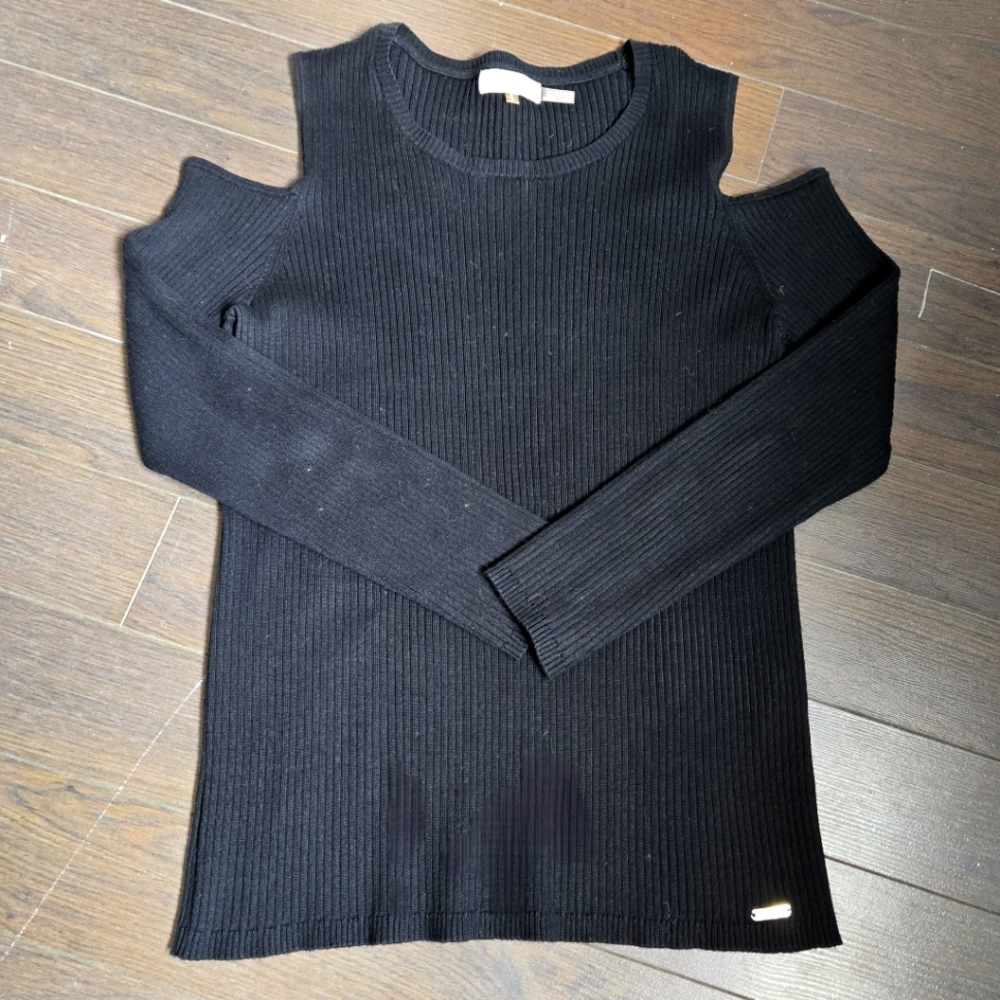 Calvin Klein Black Cold Shoulder Sweater - Womens